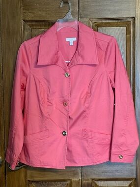 Charter Club Women’s Coral Pink Jacket with Button Front Size OX
